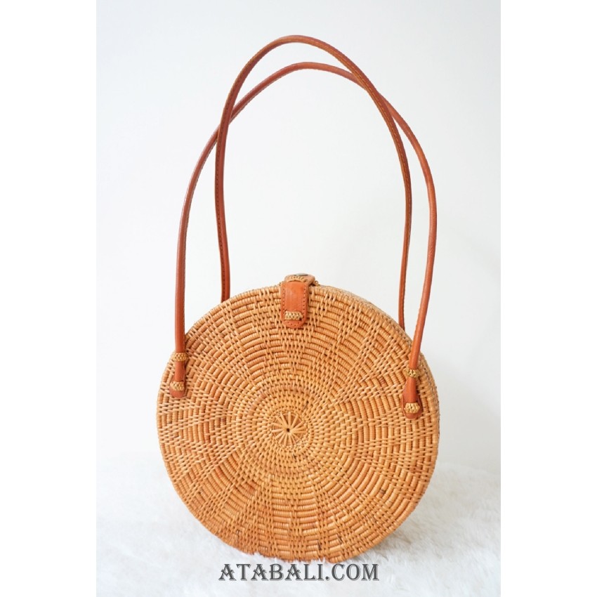 Handwoven Circle Rattan Handbag Full Handmade Bali